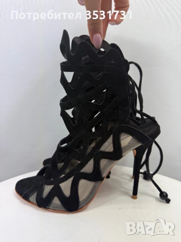 Sophia Webster черни велурени боти на ток размер 38