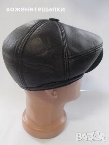 Мъжка кожена шапка каскет,черна-21, снимка 2 - Шапки - 30929563