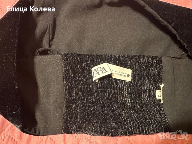 Zara L кадифено черно късо бюстие/ топ, снимка 3 - Корсети, бюстиета, топове - 54315328