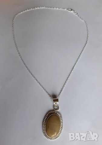 Арт Колие от естествен яспис, медальон, висулка, снимка 3 - Колиета, медальони, синджири - 31231692
