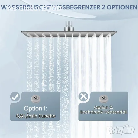 Душ пита KINLIV 30x30 см от неръждаема стомана, снимка 4 - ВИК - 55815872
