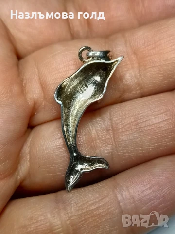 Сребърен делфин медальон , снимка 4 - Колиета, медальони, синджири - 51317630