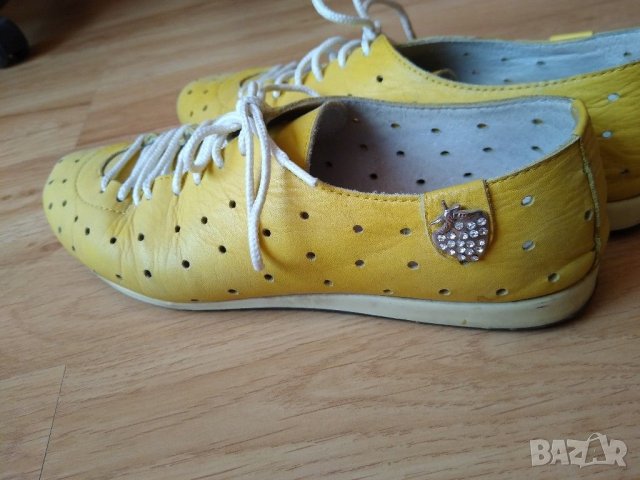 Жълти обувчици естествена кожа/38, снимка 3 - Дамски ежедневни обувки - 30070735