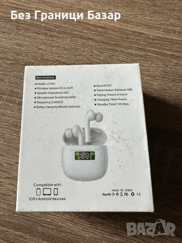 Нови J3 Pro Bluetooth 5.2 TWS Слушалки HD Микрофон LED Заряден Калъф 500mAh Бели, снимка 2 - Bluetooth слушалки - 56211032