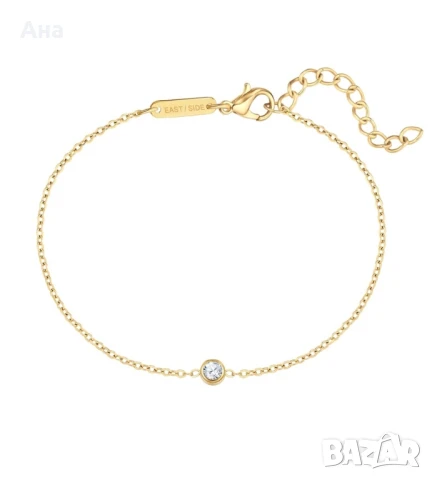 Гривна с покритие 14к жълто злато и цирконий, снимка 1