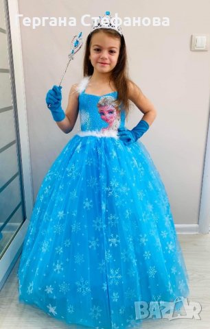 Рокля Елза с пайети и обръч Размери -104,110,116,122,128,134,140 Цена -68 лв  Аксесоари: Ръкавици,ко, снимка 3 - Детски рокли и поли - 39638555