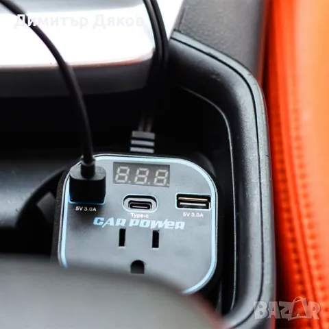 Инвертор преобразувател за захранване,адаптер за зарядно за кола с 3.0A двоен USB и Type-C,12V/24V к, снимка 2 - Друга електроника - 48256741