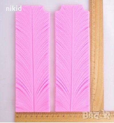 Перо грамадна текстура отпечатък вейнър силиконов молд 2 части фондан украса декор торта , снимка 2 - Форми - 31624413