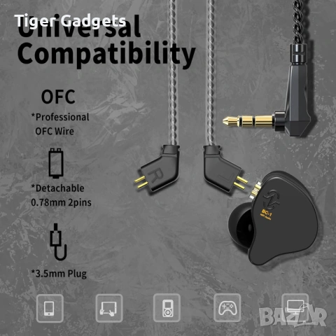 CCZ Melody BC01 – хибридни HiFi In-Ear слушалки (1BA + 1DD), без микрофон, снимка 4 - Слушалки и портативни колонки - 53934976