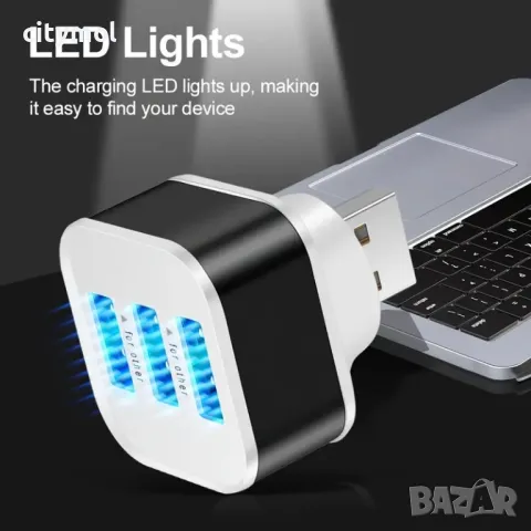 3 портов USB мини хъб, LED, снимка 4 - Други - 47509671