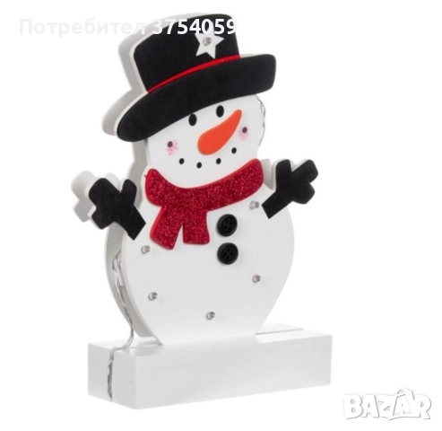 Светеща коледна украса във формата на снежен човек 25 см, снимка 1