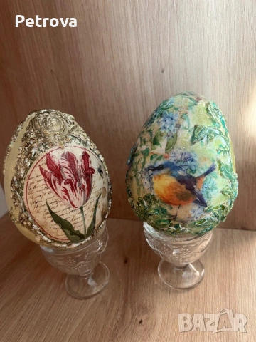 Декорация за Великден, яйца с декупаж, снимка 2 - Декорация за дома - 53980069