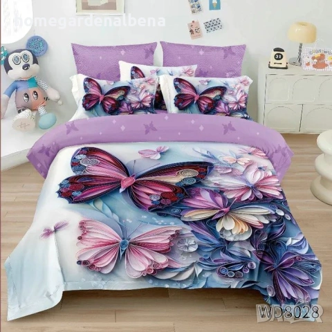 Флорален спален комплект с ластик 100% памук 200x230 / 180x200, снимка 12 - Спално бельо - 54094912