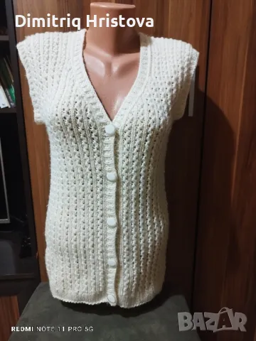 Бял плетен елек, снимка 8 - Елеци - 49702976