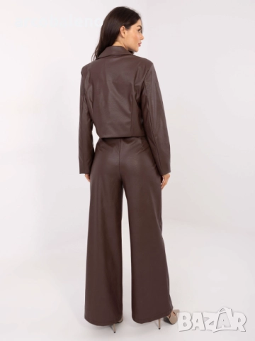 Дамски широки панталони от изкуствена кожа, 3цвята , снимка 5 - Панталони - 52369605