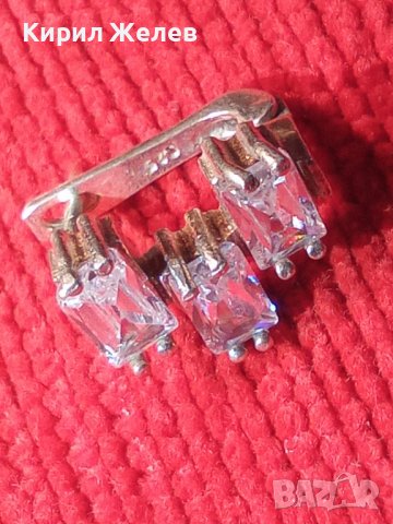 СРЕБЪРНА СКЪПОЦЕННА АРТ НУВО ОБЕЦА СРЕБРО 925 АНГЛИЯ с 3 ЕДРИ ФАСЕТИРАНИ ПЛАНИНСКИ КРИСТАЛИ 25639, снимка 3 - Обеци - 35820847