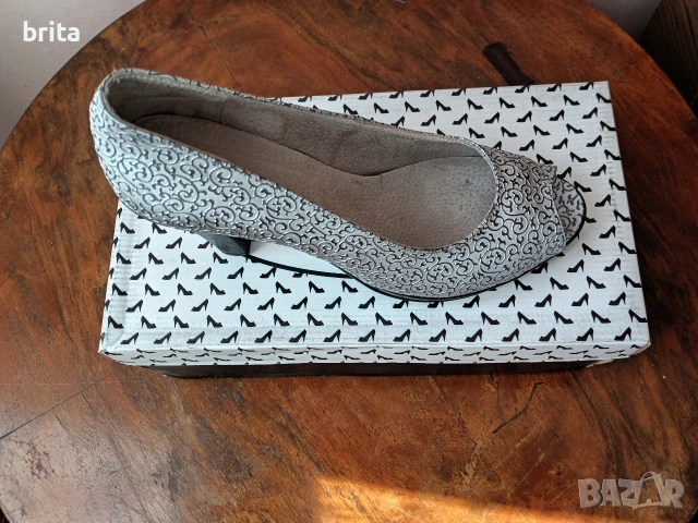 Нови! №39 Сребристи Обувки на ток , снимка 5 - Дамски обувки на ток - 53042291