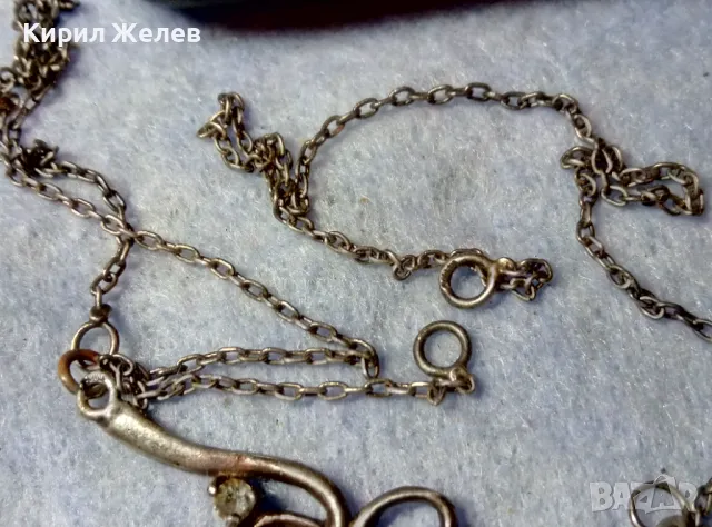 Старо АР НУВО СТИЛ СРЕБЪРНО КОЛИЕ СРЕБРО 950 с ЮВЕЛИРНО ФАСЕТИРАНИ ИСКРЯЩИ ЦИРКОНИ 49369, снимка 8 - Антикварни и старинни предмети - 48901263