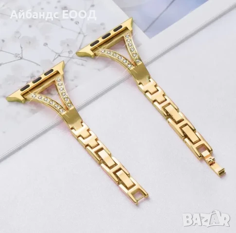 Stainless steel кристална каишка за Apple Watch ULTRA/SE/10/9/8/7/6/5, снимка 8 - Каишки за часовници - 49424188