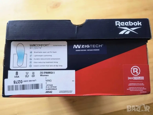 Reebok Сникърси Zig Dynamica 5 Син Размер: 38.5, снимка 6 - Маратонки - 53998778