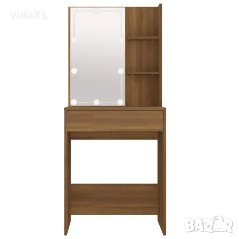 vidaXL Тоалетка с LED, кафяв дъб, 60x40x140 см, снимка 5 - Тоалетки - 56147909