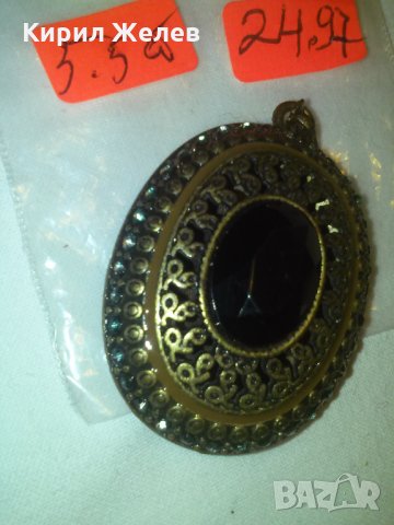 МАСИВНА БРОНЗОВА с ФАСЕТИРАН ГРАНАТ АРТ-ДЕКО БРОШКА 11955, снимка 6 - Антикварни и старинни предмети - 29564150