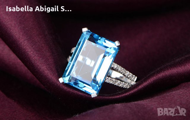 Женски пръстен с масивен аквамарин, снимка 7 - Пръстени - 30617844