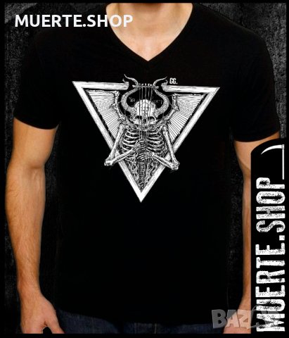 Черна тениска с щампа SKELETON STRINGS