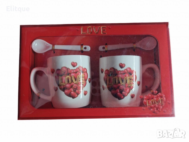 Комплект за двама с 2 порцеланови чаши и 2 лъжички, за изискано изживяване на вкуса, снимка 6 - Други - 52894844