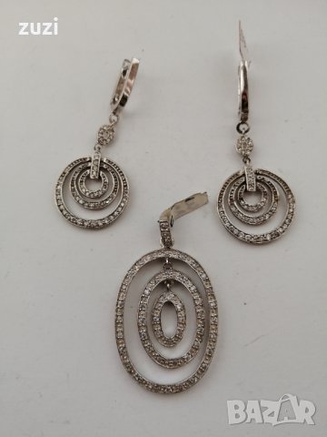 Сребърен комплект с цирконий, сребро проба 925 