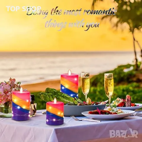 Нов комплект 3 броя безпламъчни LED свещи с дистанционно таймер декорация, снимка 7 - Декорация за дома - 49339271