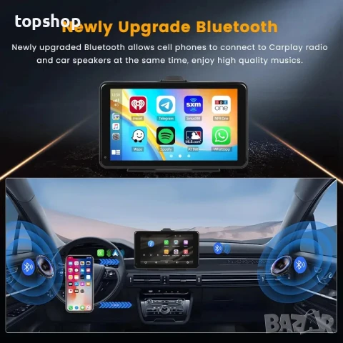 НОВ плейър Hikity 7" безжичен Carplay & Android. Aux букса, TF Card, Type C, DVR, Bluetooth, FM, GP, снимка 2 - Аксесоари и консумативи - 50501893