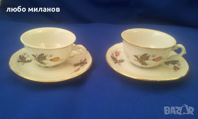 Две ретро чашки и чинийки за кафе, Видин, снимка 5 - Чаши - 39409127
