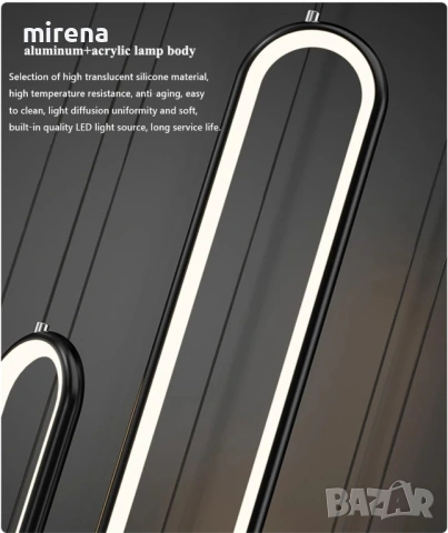 LED ЛЕД геометрична дълга висяща лампа димируема, модерна висяща, снимка 5 - Лампи за таван - 53298311