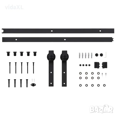 vidaXL Комплект механизъм за плъзгаща врата SKIEN 183 см стомана черен, снимка 5 - Железария - 56146061