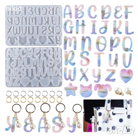 Латиница азбука главни букви куче коте звезда сърце силиконов молд форма фондан шоколад смола, снимка 2 - Форми - 44480736