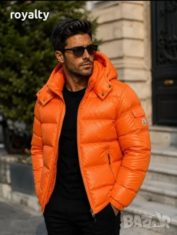 Moncler Ново Оранжево Мъжко Зимно Яке с Качулка 