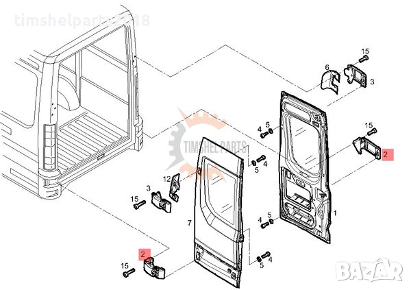 Долна Панта за задна врата 270° Iveco Daily след 2014 год, снимка 2 - Части - 52720832