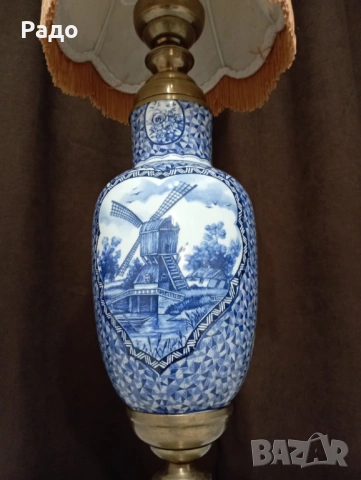 Красива голяма старинна порцеланова лампа, снимка 3 - Антикварни и старинни предмети - 47966953