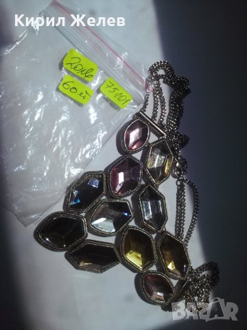 ЗЛАТИСТА ОГЪРЛИЦА с ФАСЕТИРАНИ КРИСТАЛИ 75101, снимка 6 - Колиета, медальони, синджири - 29771755