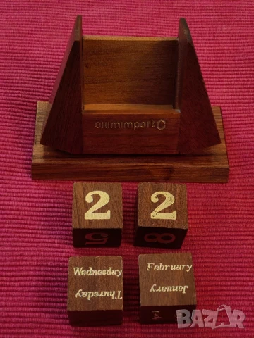 Настолен дървен календар. , снимка 3 - Антикварни и старинни предмети - 50535854
