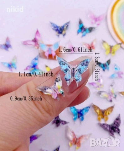 пеперуда пеперуди акрил фигурка бижу за нокти декорация украса за маникюр и др крафт, снимка 6 - Други - 51469431