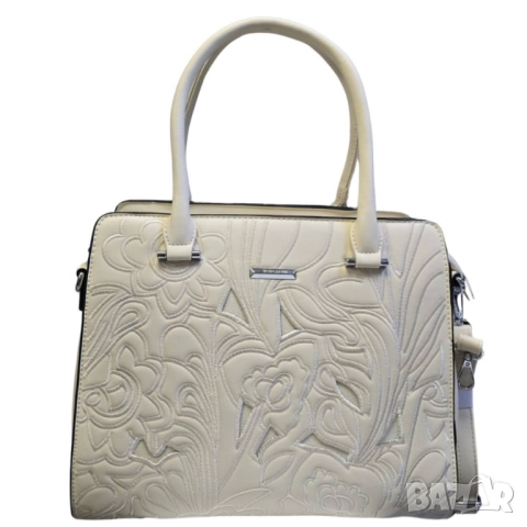 Елегантна дамска чанта с флорален релеф, снимка 6 - Чанти - 52097919