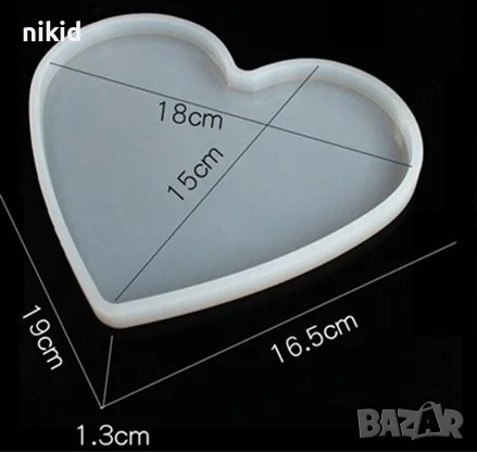 Голямо сърце основа плитка форма силиконов молд за шоколад смола гипс и др