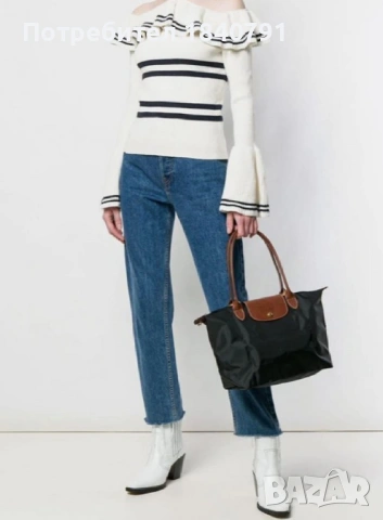 Longchamp – нова – с етикети, черна, М, дълги дръжки, снимка 14 - Чанти - 54266998