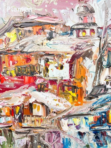 КАРТИНА МАСЛО НА ПЛАТНО ЗИМНА ПРИКАЗКА ДИАН ПЕТРОВ 2025 Г., снимка 5 - Картини - 54160745