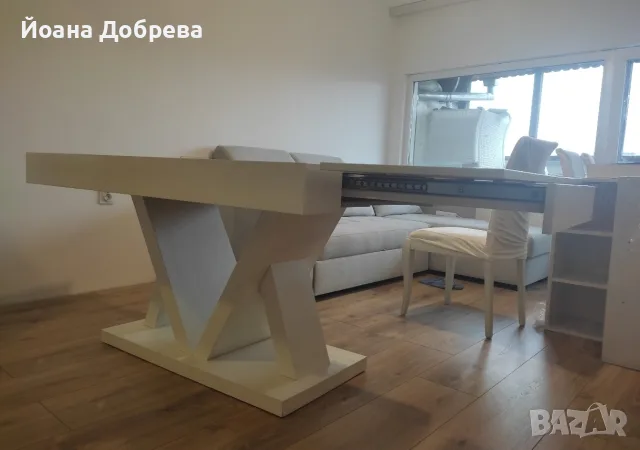 Дървена бяла трапезна маса, снимка 4 - Маси - 56408875