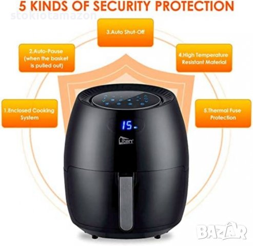 Air Fryer 6.9QT/6.5L, Uten 1700W High-power 8 in 1 дълбоко пържене, бързо нагряване, фурна с незалеп, снимка 6 - Фритюрници - 38182250