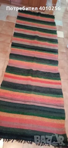 АНТИКВАРНА РЪЧНО ТЪКАНА ЧЕРГА 260/80 +ПОДАРЪК ВАЗА, снимка 7 - Декорация за дома - 49003042