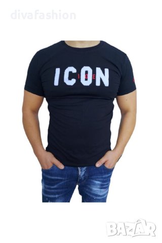 🛑Мъжка тениска ICON с бял надпис 🛑L 